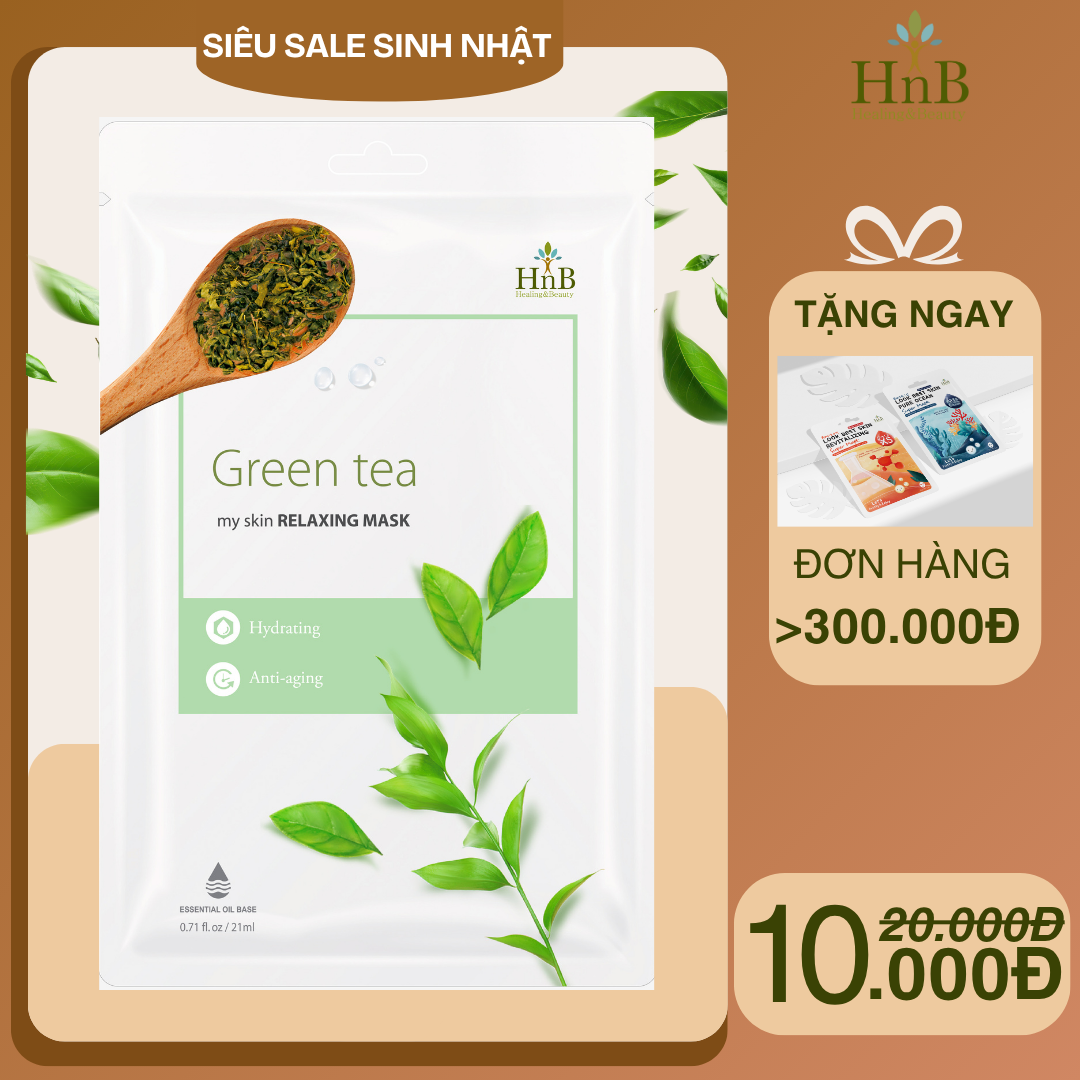 [SIÊU SALE SINH NHẬT] Mặt nạ dưỡng da Trà Xanh [HNB My Skin Relaxing Mask - Green Tea]
