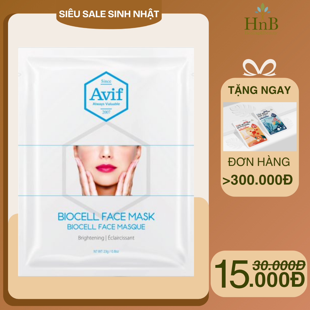 [SIÊU SALE SINH NHẬT] Mặt nạ Biocell dưỡng trắng da [Avif Biocell Face Mask Whitening]