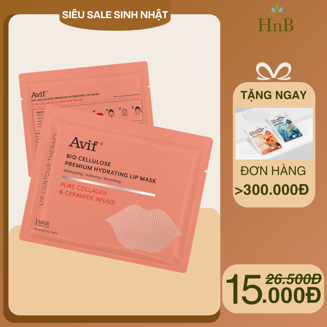 [SIÊU SALE SINH NHẬT] Mặt nạ dưỡng môi [Avif Bio Cellulose Premium Hydrating Lip Mask]