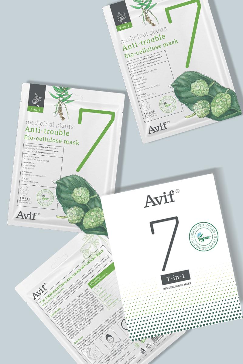 [Mua 1 Tặng 1] Mặt Nạ Làm Dịu & Kiểm Soát Dầu Mụn [Avif 7-in-1 Medicinal Plants Anti-trouble Bio-cellulose Mask]