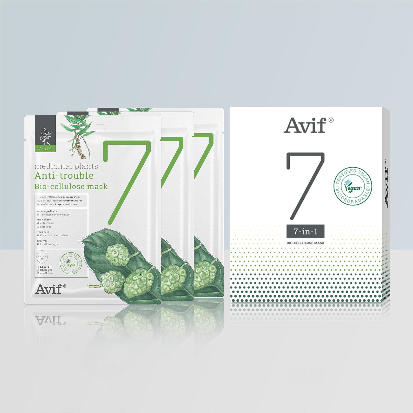 [Mua 1 Tặng 1] Mặt Nạ Làm Dịu & Kiểm Soát Dầu Mụn [Avif 7-in-1 Medicinal Plants Anti-trouble Bio-cellulose Mask]