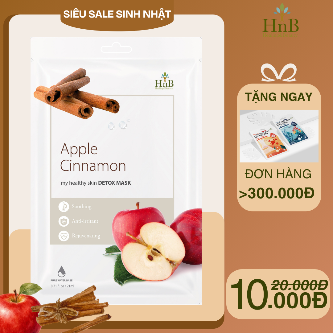 [SIÊU SALE SINH NHẬT] Mặt nạ dưỡng da Táo tươi & Quế [HNB My Healthy Skin Detox Mask - Apple Cinnamon]