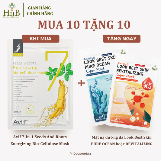 SIÊU SALE [MUA 10 TẶNG 10] Set 10 miếng mặt nạ giam lão hóa & tái tạo da [Avif 7-in-1 See & Root Energizing Bio-cellulose Mask]