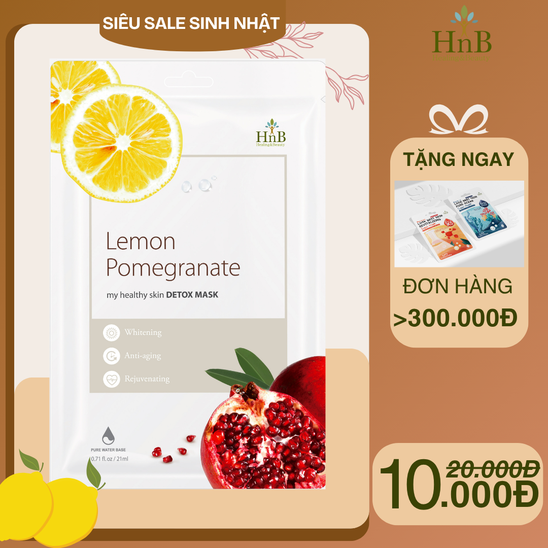 [SIÊU SALE SINH NHẬT] Mặt nạ dưỡng da Lựu đỏ & chanh tây [HNB My Healthy Skin Detox Mask - Lemon Pomegranate]