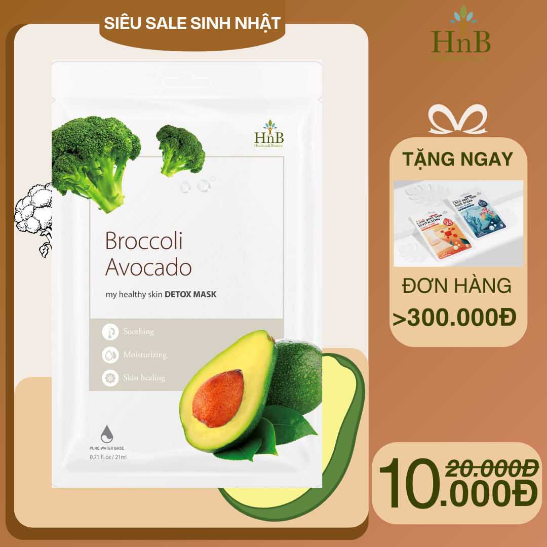 [SIÊU SALE SINH NHẬT] Mặt nạ dưỡng da Bông Cải Xanh & Bơ Tươi [HNB My Healthy Skin Detox Mask - Broccoli Avocado]