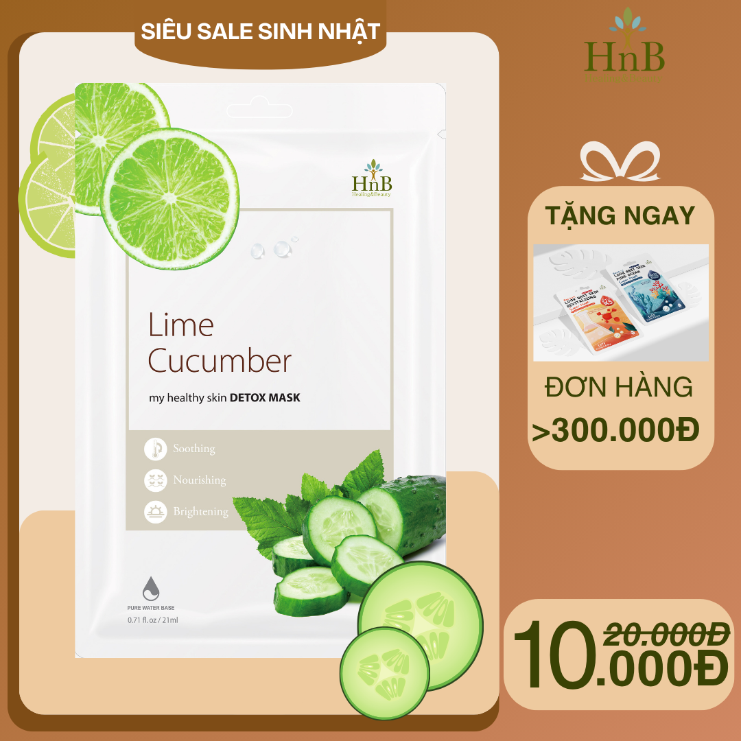 [SIÊU SALE SINH NHẬT] Mặt nạ dưỡng da Dưa Leo & Chanh Tươi [HNB My Healthy Skin Detox Mask - Lime Cucumber]