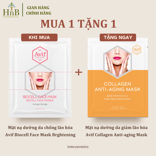 [Mua 1 Tặng 1] Mặt nạ Biocell dưỡng da chống lão hóa [Avif Biocell Face Mask Anti-Age]