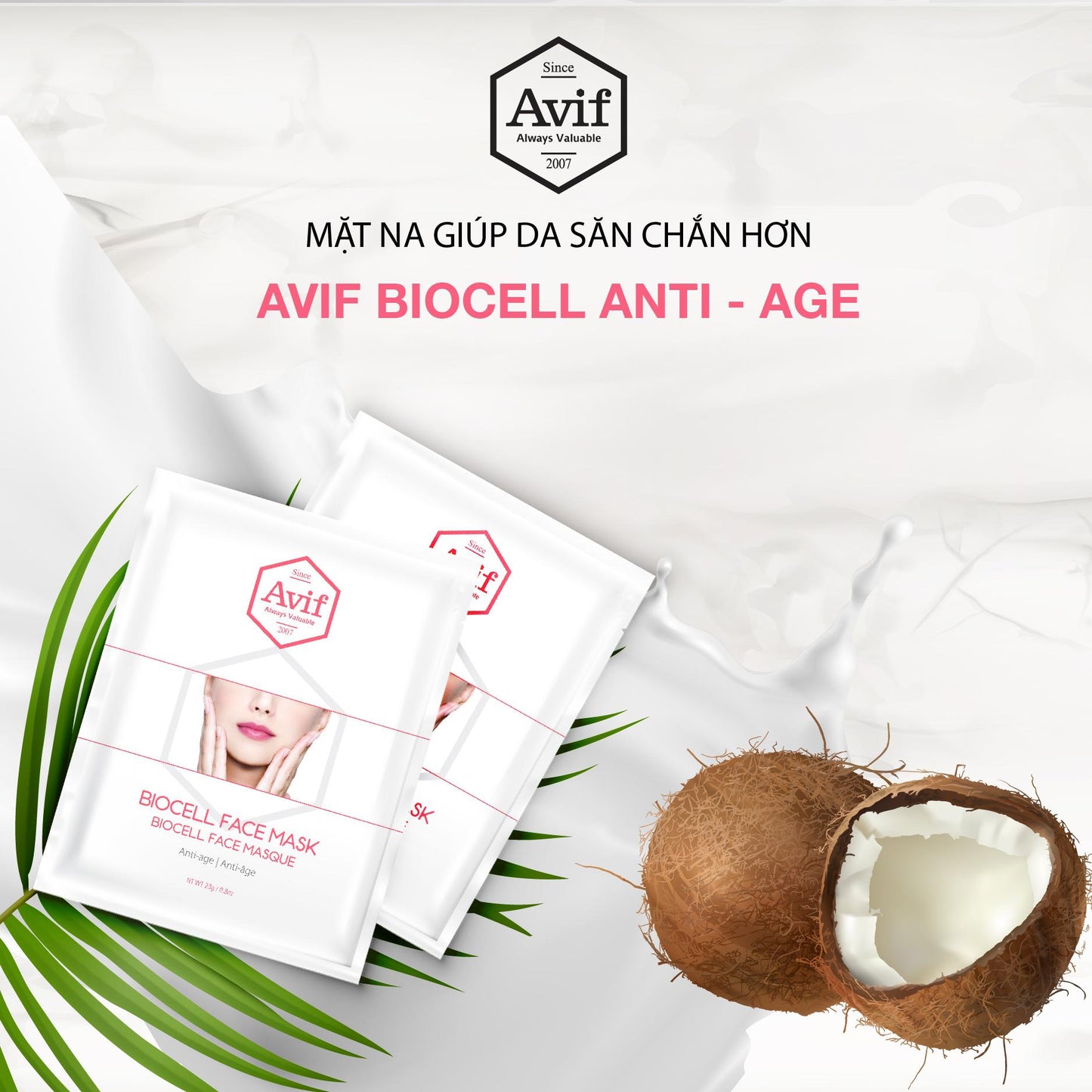 SIÊU SALE [MUA 10 TẶNG 10] Set 10 miếng mặt nạ Biocell dưỡng da chống lão hóa [Avif Biocell Face Mask Anti-Age]