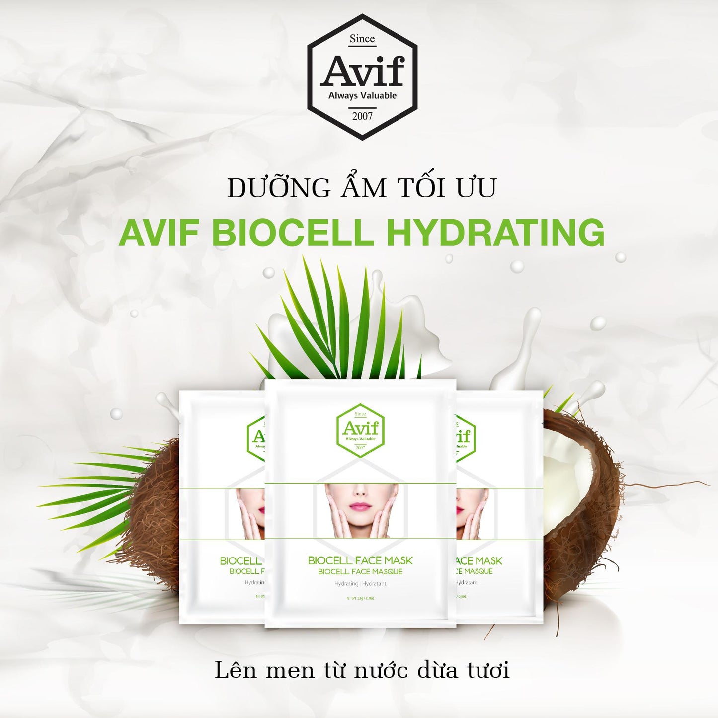 SIÊU SALE [MUA 10 TẶNG 10] Set 10 miếng mặt nạ Biocell dưỡng ẩm da [Avif Biocell Face Mask Hydrating]
