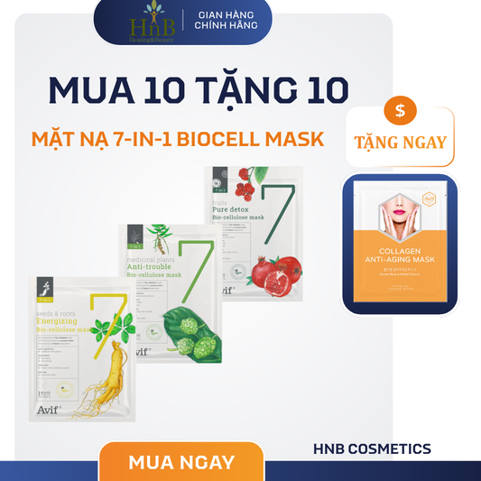 SIÊU SALE [MUA 10 TẶNG 10] Set 10 miếng mặt nạ nuôi dưỡng & cấp ẩm chuyên sâu [Avif 7-in-1 Fruit Pure Detox Bio-cellulose Mask]