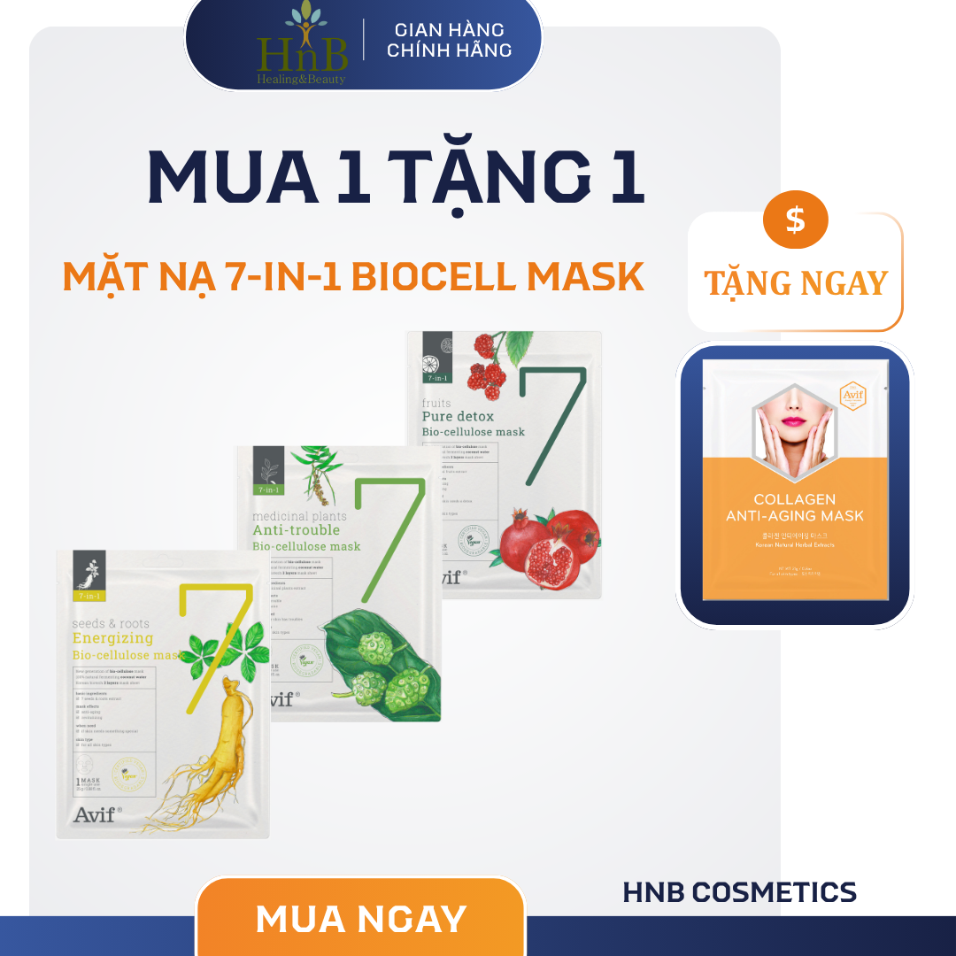 [Mua 1 Tặng 1] Mặt Nạ Giảm Lão Hóa & Tái Tạo Da [Avif 7-in-1 See & Root Energizing Bio-cellulose Mask]