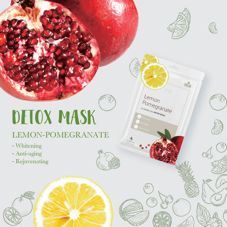 Mặt nạ dưỡng da Lựu đỏ & chanh tây [HNB My Healthy Skin Detox Mask - Lemon Pomegranate]