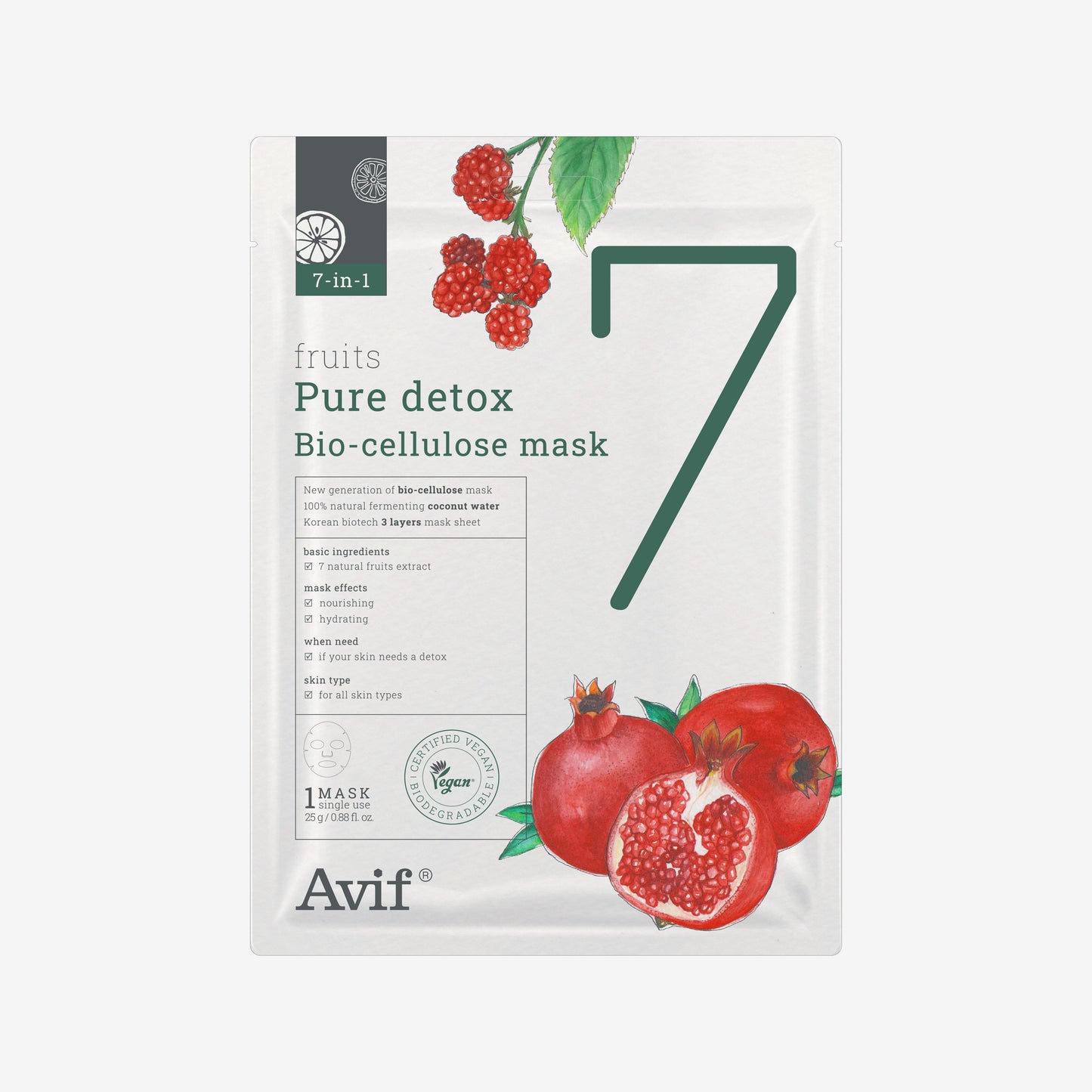 [SIÊU SALE SINH NHẬT] Mặt Nạ Nuôi Dưỡng Và Cấp Ẩm Da Chuyên Sâu [Avif 7-in-1 Fruit Pure Detox Bio-cellulose Mask]