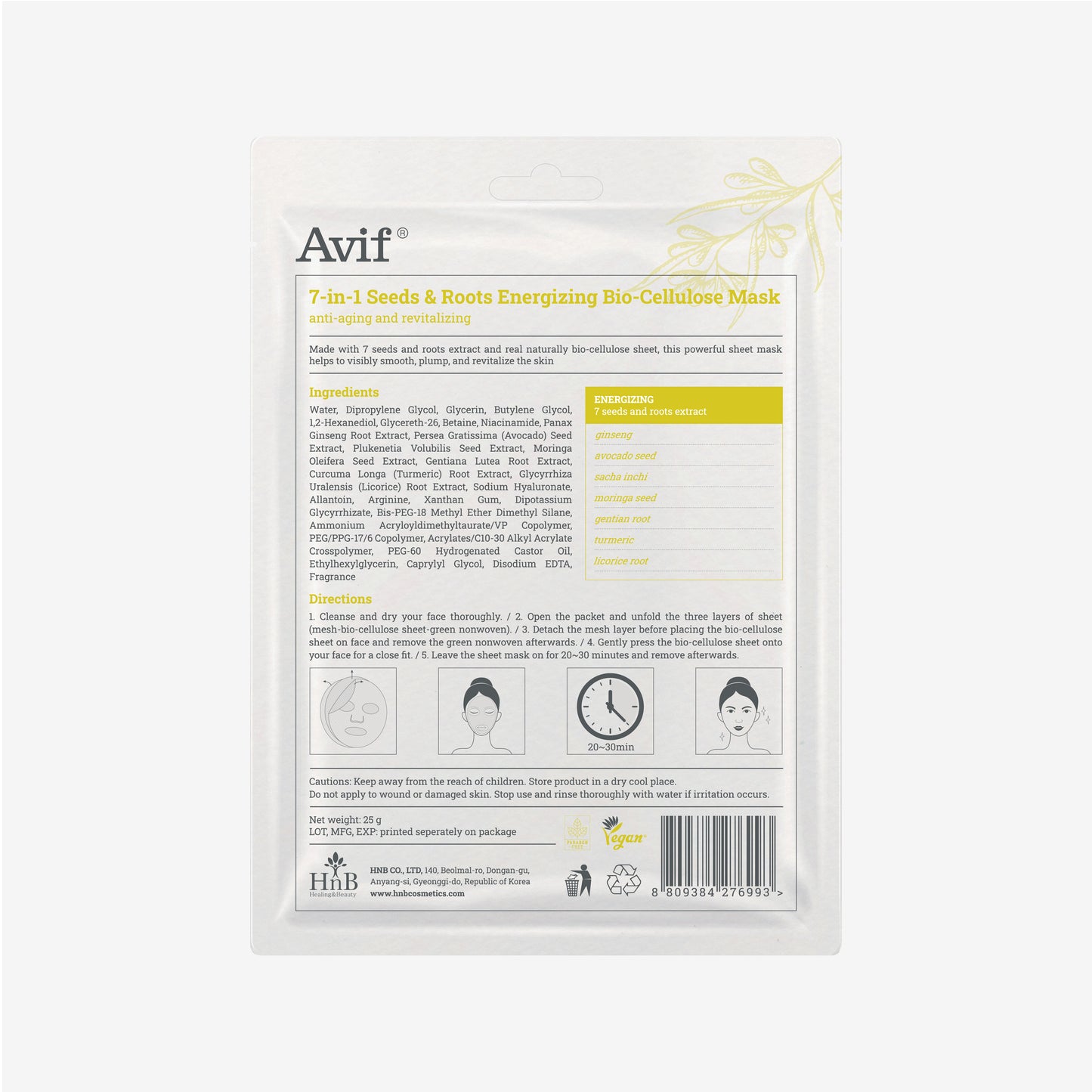 [Mua 1 Tặng 1] Mặt Nạ Giảm Lão Hóa & Tái Tạo Da [Avif 7-in-1 See & Root Energizing Bio-cellulose Mask]