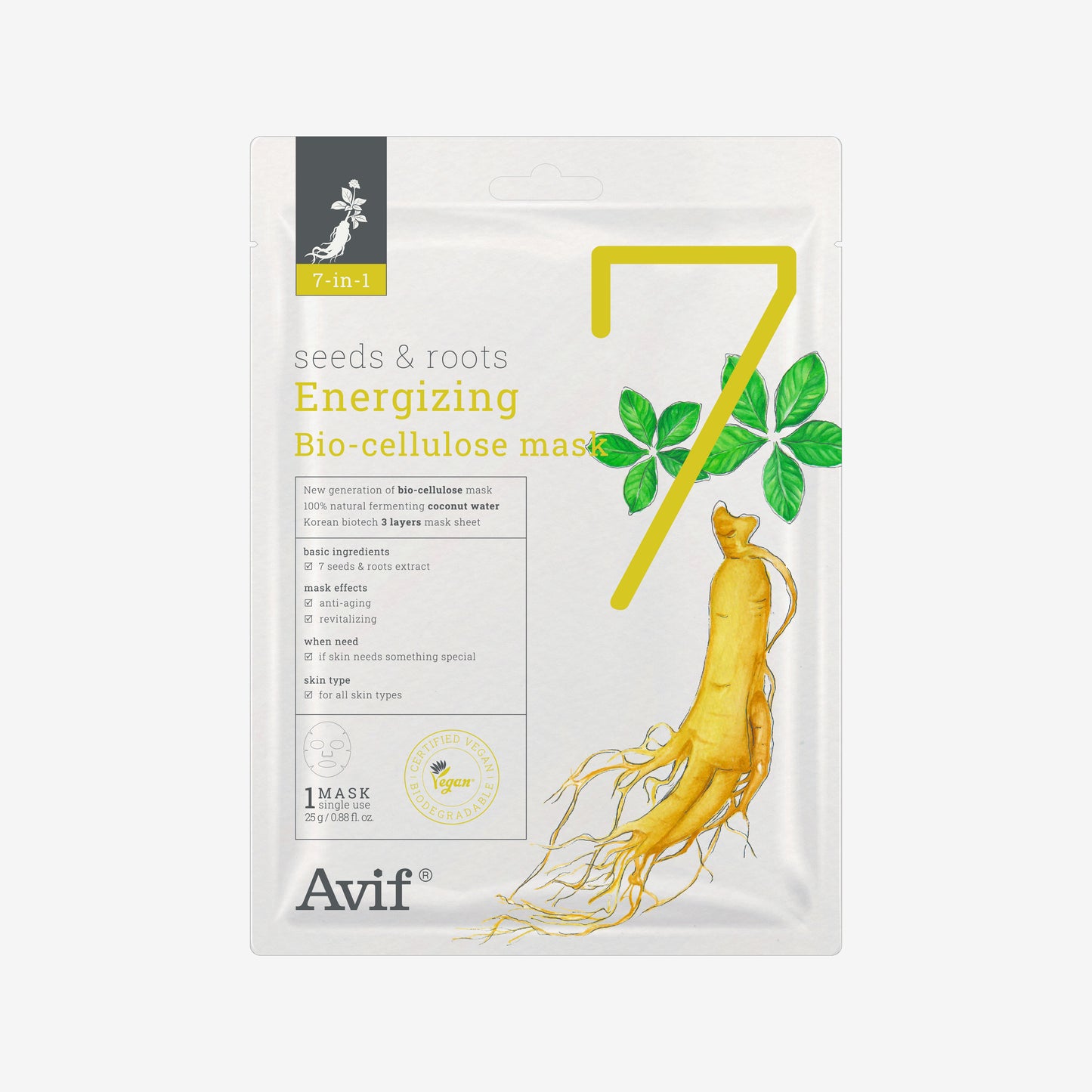 SIÊU SALE [MUA 10 TẶNG 10] Set 10 miếng mặt nạ giam lão hóa & tái tạo da [Avif 7-in-1 See & Root Energizing Bio-cellulose Mask]