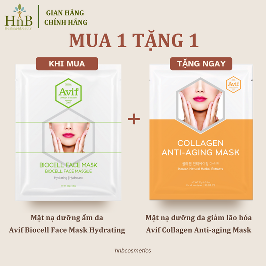 [Mua 1 Tặng 1] Mặt nạ Biocell dưỡng ẩm da [Avif Biocell Face Mask Hydrating]