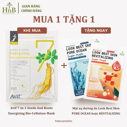 [Mua 1 Tặng 1] Mặt Nạ Giảm Lão Hóa & Tái Tạo Da [Avif 7-in-1 See & Root Energizing Bio-cellulose Mask]