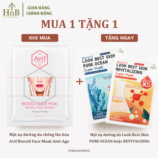 [Mua 1 Tặng 1] Mặt nạ Biocell dưỡng da chống lão hóa [Avif Biocell Face Mask Anti-Age]