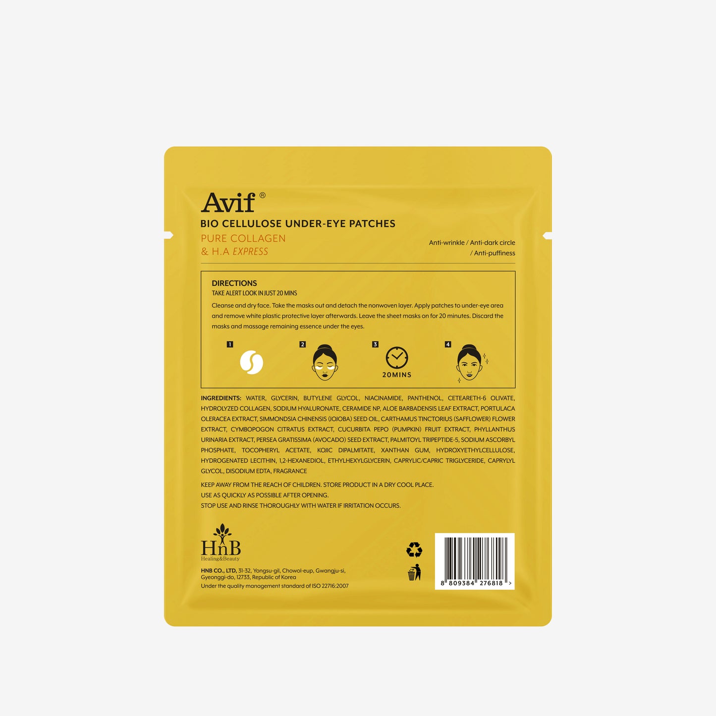 Set 10 miếng Mặt Nạ Dưỡng Da Vùng Mắt [Avif Bio Cellulose Under-Eye Patches]