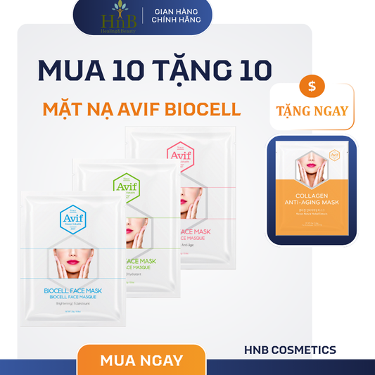 SIÊU SALE [MUA 10 TẶNG 10] Set 10 miếng mặt nạ Biocell dưỡng ẩm da [Avif Biocell Face Mask Hydrating]