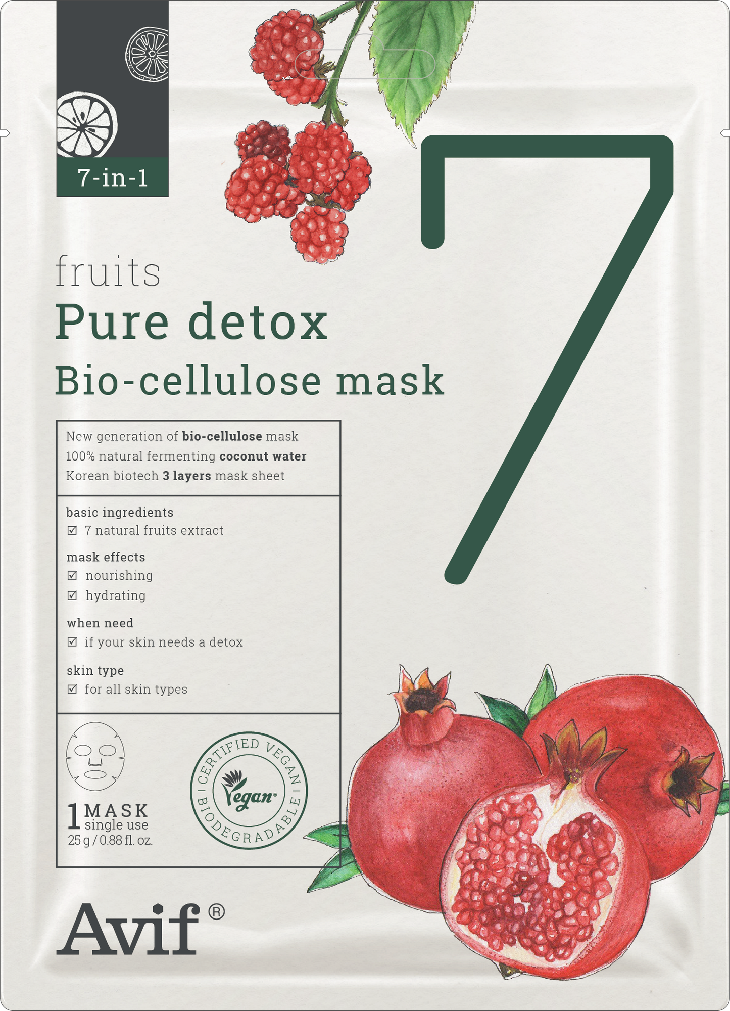 [Mua 1 Tặng 1] Mặt Nạ Nuôi Dưỡng Và Cấp Ẩm Da Chuyên Sâu [Avif 7-in-1 Fruit Pure Detox Bio-cellulose Mask]