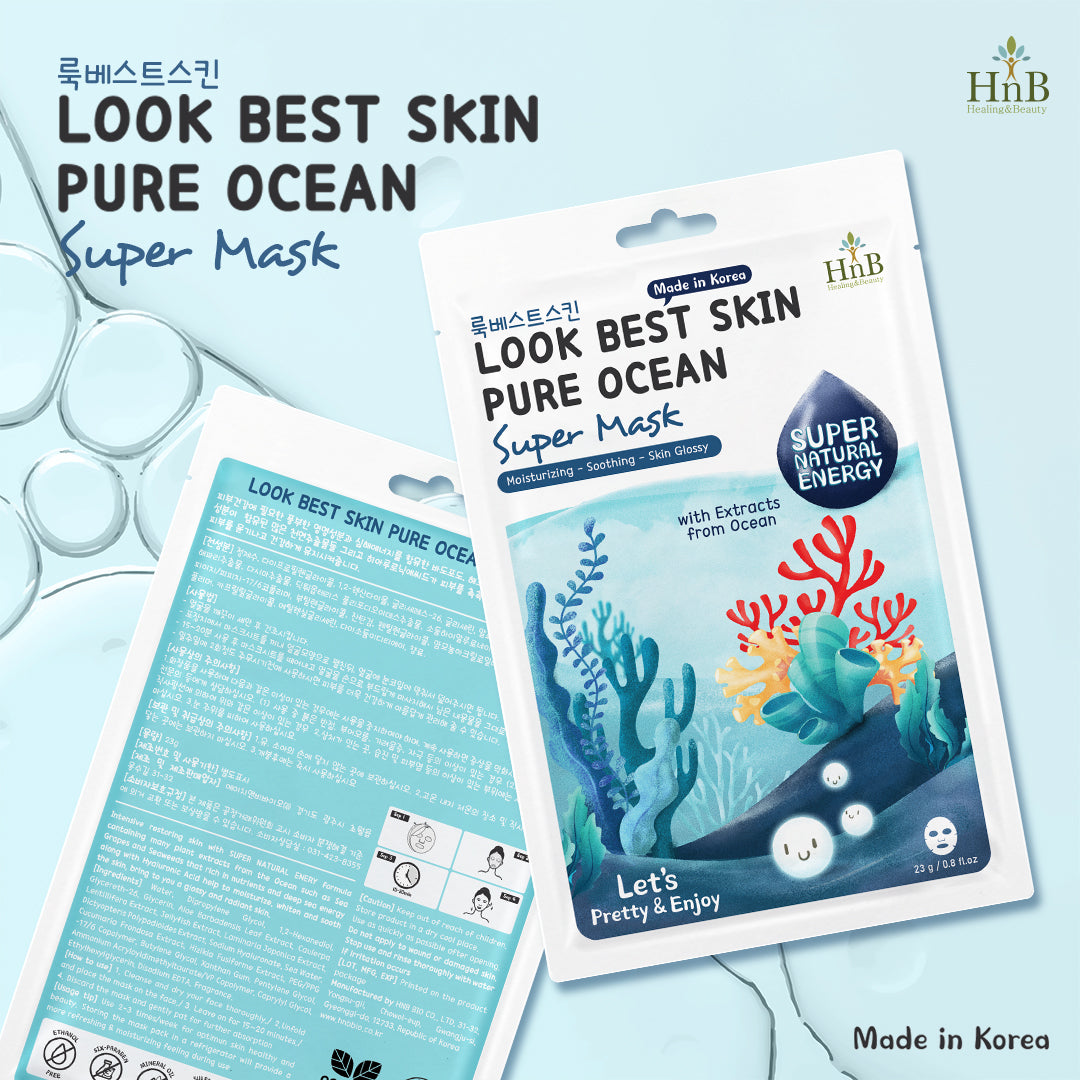 SIÊU SALE [MUA 10 TẶNG 10] Set 10 miếng mặt nạ Cấp ẩm - Làm Dịu & Căng Bóng Da [HnB Look Best Skin Pure Ocean Super Mask