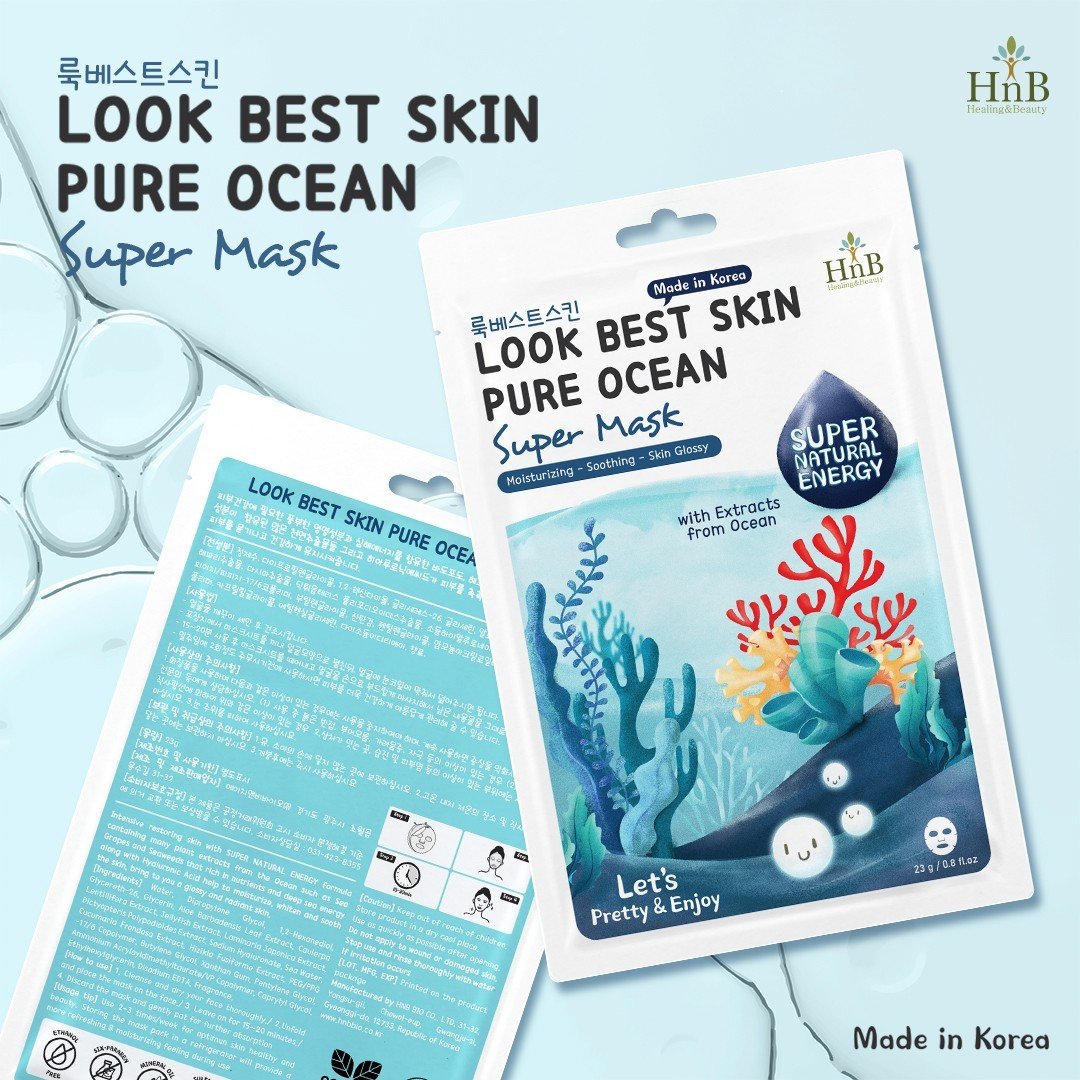 [MUA 1 TẶNG 1] Mặt nạ Cấp ẩm - Làm dịu & Căng bóng da [HnB Look Best Skin Pure Ocean Super Mask]